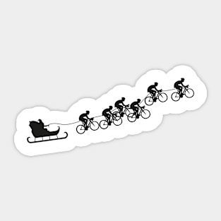 Christmas Cycling Graphic - Santa with Bikes | Black Print Sticker